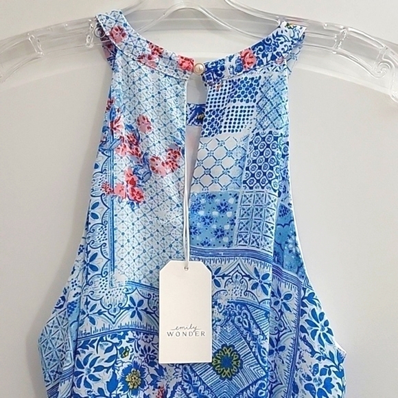 NWT EMILY WONDER HALTER NECK FLORAL BOHO CHIC MINIDRESS SIZE SMALL - Picture 9 of 14